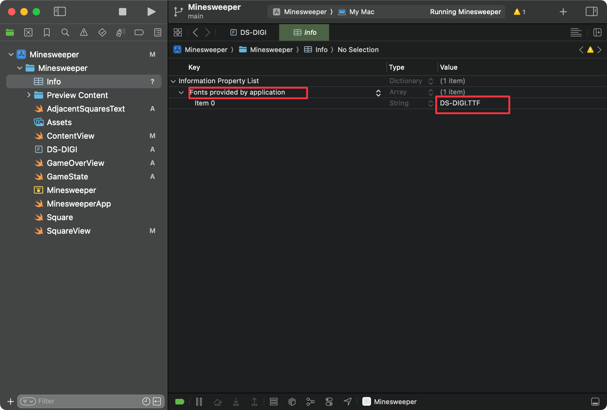 info.plist文件引用字体